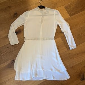 Reformation White High Neck, Lace Dress in 8
